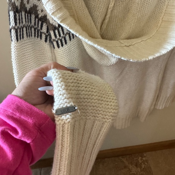 LOLE WOMEN'S CARDIGAN SWEATER SIZE SMALL BLACK & CREAM WITH HOODIE - Picture 6 of 8